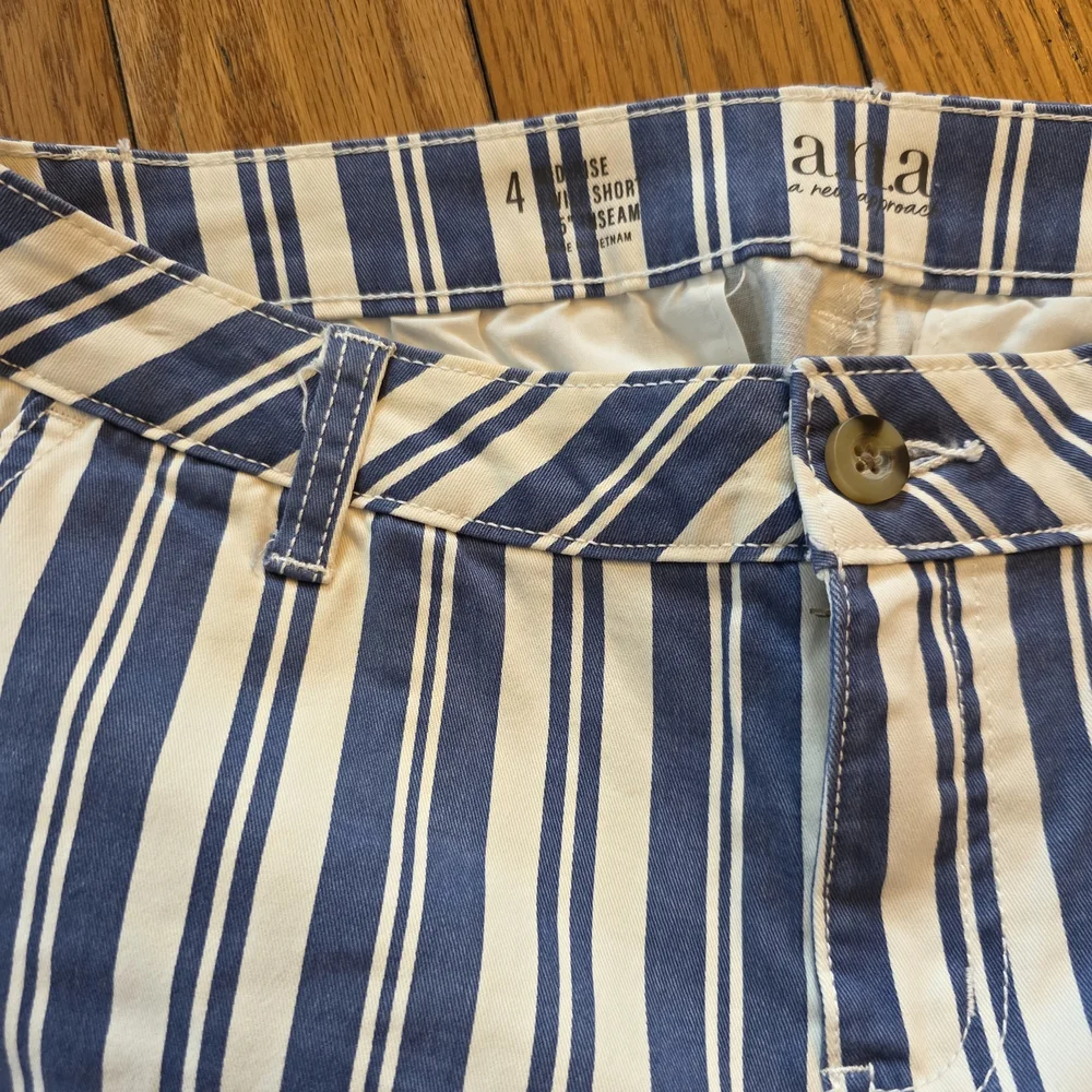 a.n.a Navy and White Striped Shorts - Picture 3 of 5